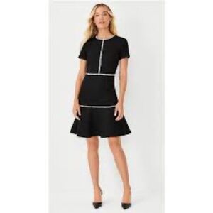 Ann Taylor Black Mini Dress with Contrasting Trim